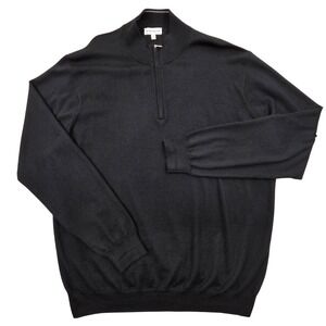 Peter Millar Autumn Crest Black 1/4 Zip Merino Wool Blend Sweater Mens XL